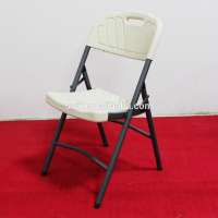 Steel frame with hdpe plastic chair simple metal folding chair